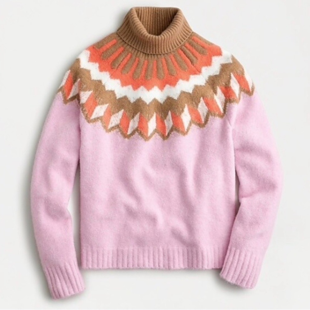 J Crew Fair Isle Turtleneck Supersoft  Alpaca Wool oversized sweater